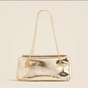 J Crew Gold Snake Print Chain Shoulder Bag